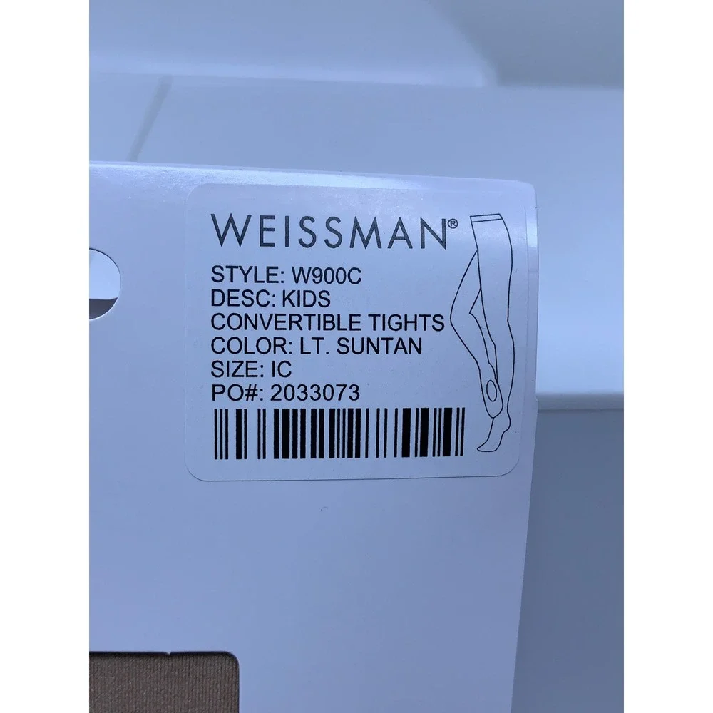 Weissman Kids IC Lt. Suntan W900C Microfiber Convertible Tights NWT